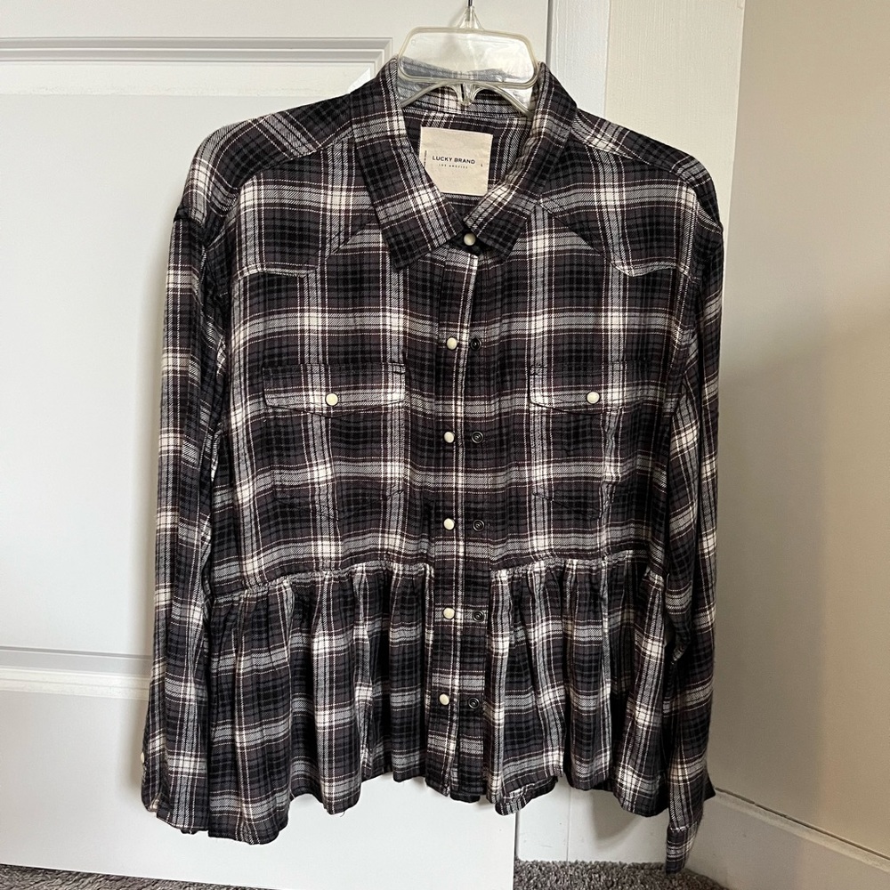 Lucky Brand Plaid Western Babydoll Shirt - NWT! - Picture 3 of 9